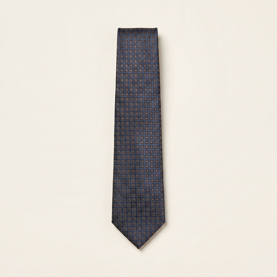 Navy & Brown Micro Woven Necktie