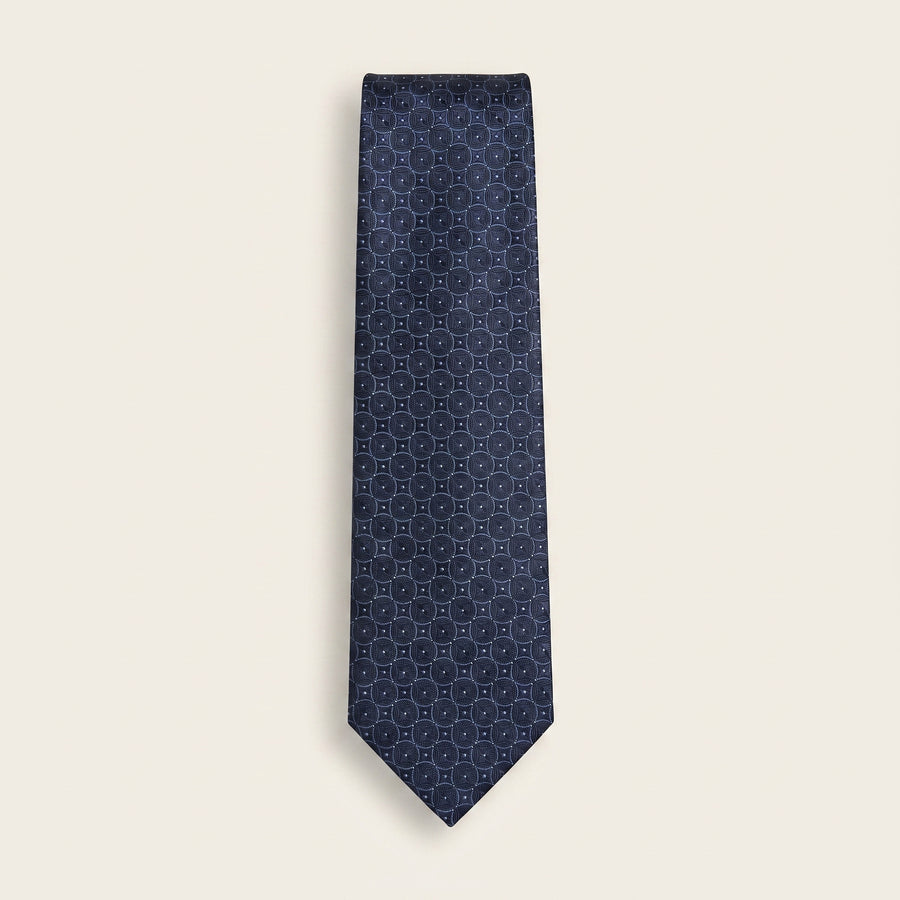 Navy Medallion Woven Necktie