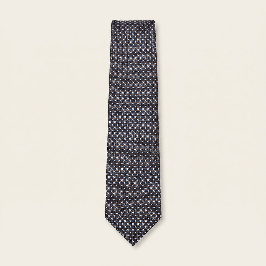 Navy & White Diamond Woven Necktie