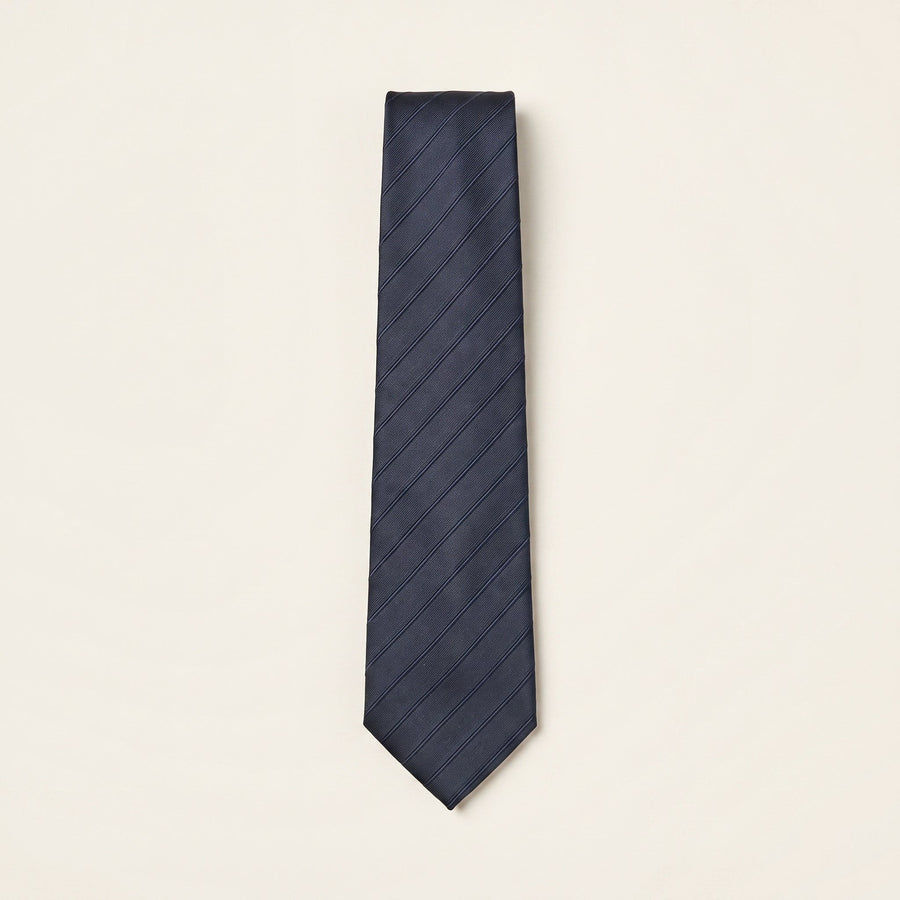 Navy Striped Woven Necktie