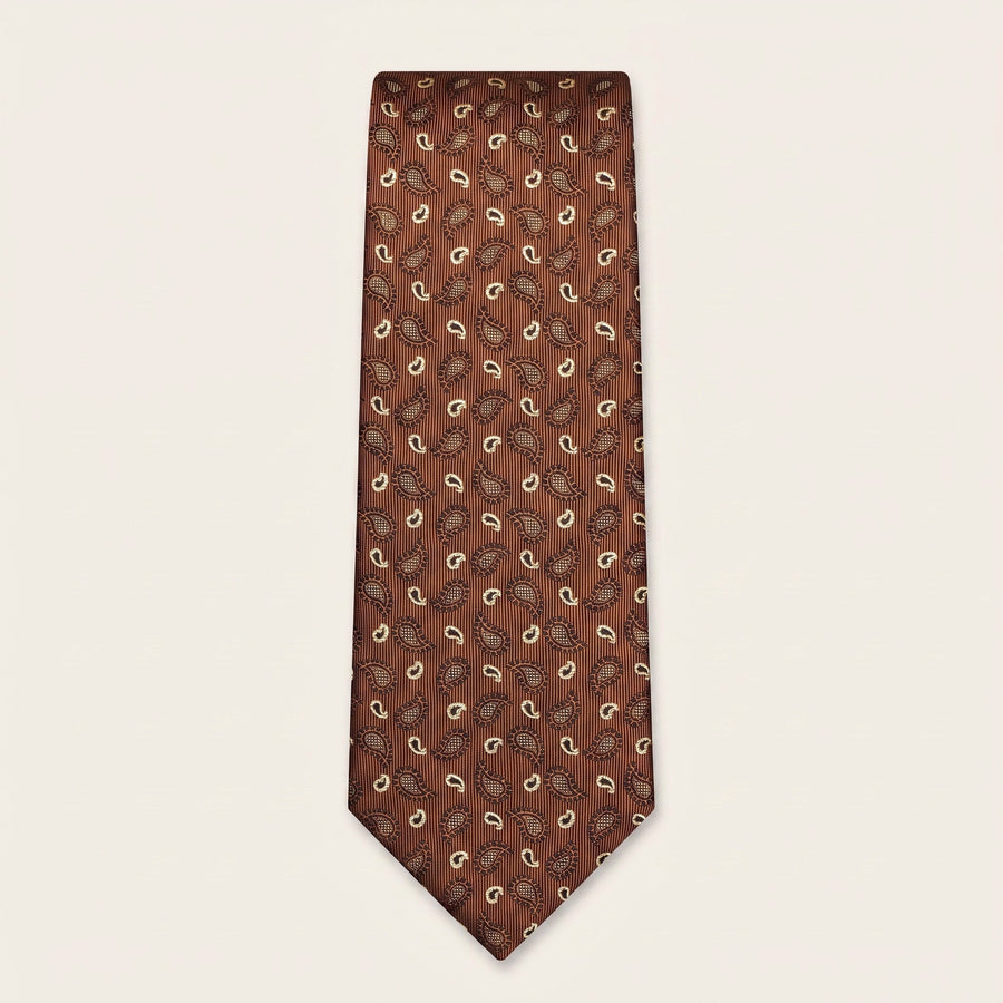 Brown Paisley Woven Necktie